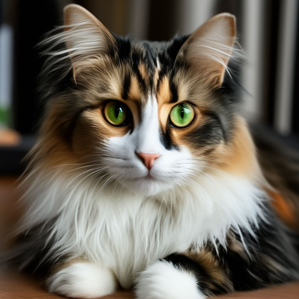 Самый красивый трехцветный кот. у …» — создано в Шедевруме