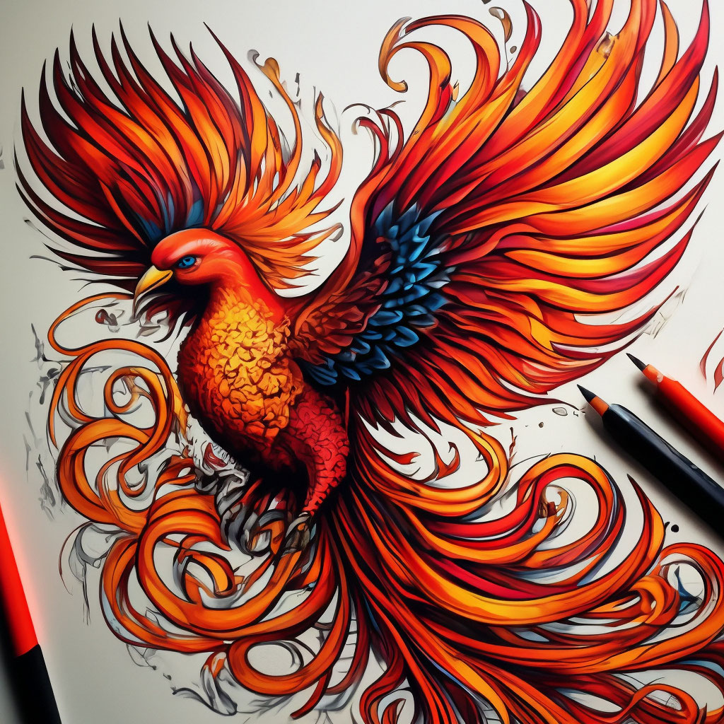 Жар-птица, скетч рисунок цветными …» — создано в Шедевруме