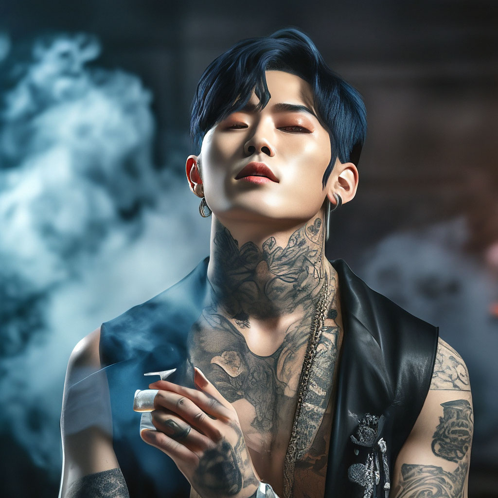 Korean guy idol bloo,neck tattoo - …