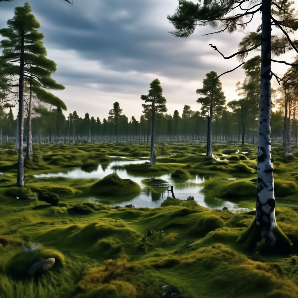 "Swampy area lots of moss and rare …" — image created in Shedevrum
