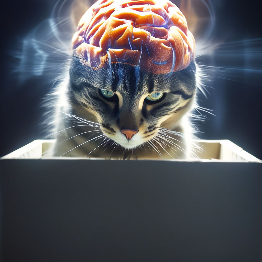 Открытый мозг кота, подсветка извилин…» — создано в Шедевруме