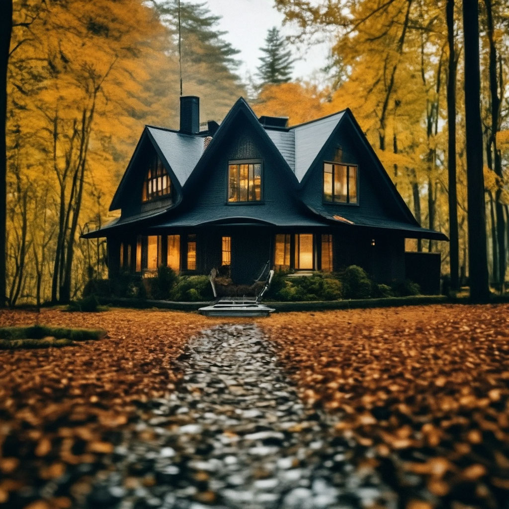 Красивый дом в лесу (61 фото)