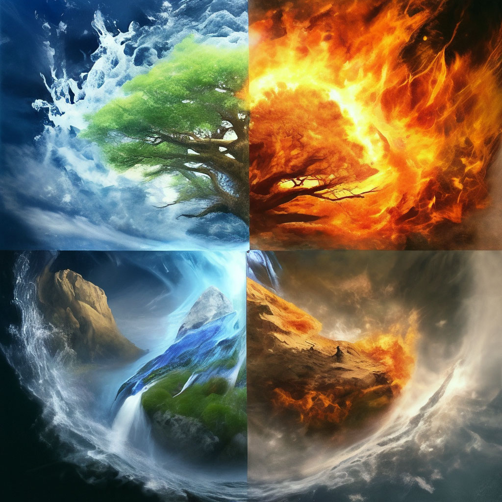 "Fire, water, air and earth.... , ." - image created in Shedevrum