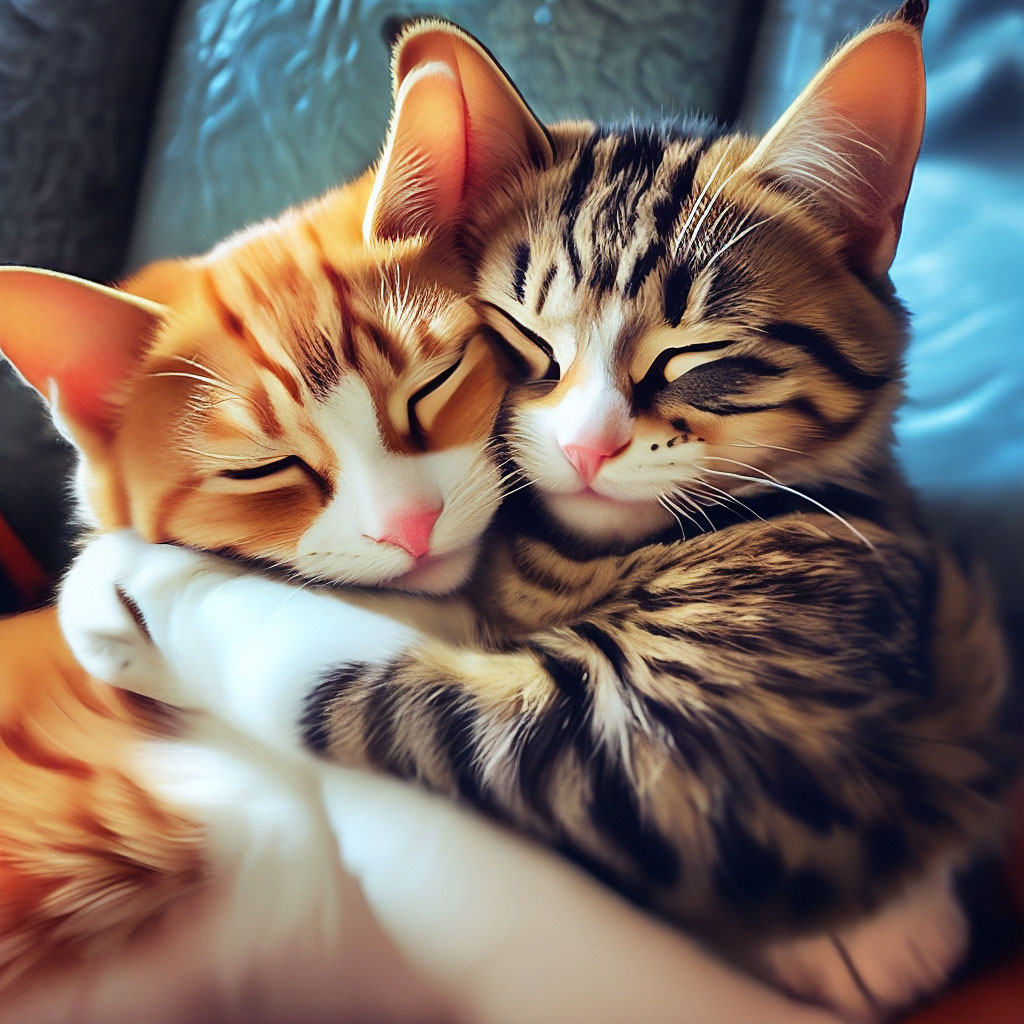 Котята обнимаются