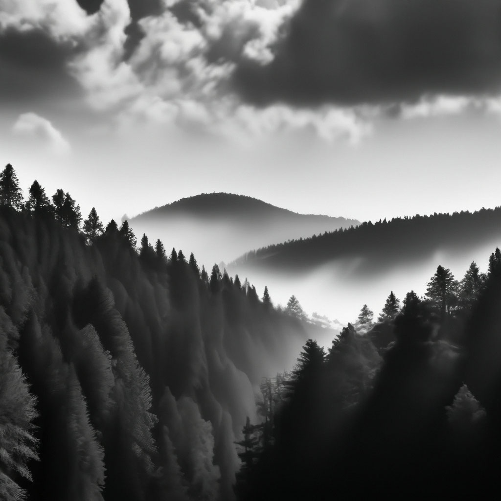 Красивая черно белая картина леса …» — создано в Шедевруме
