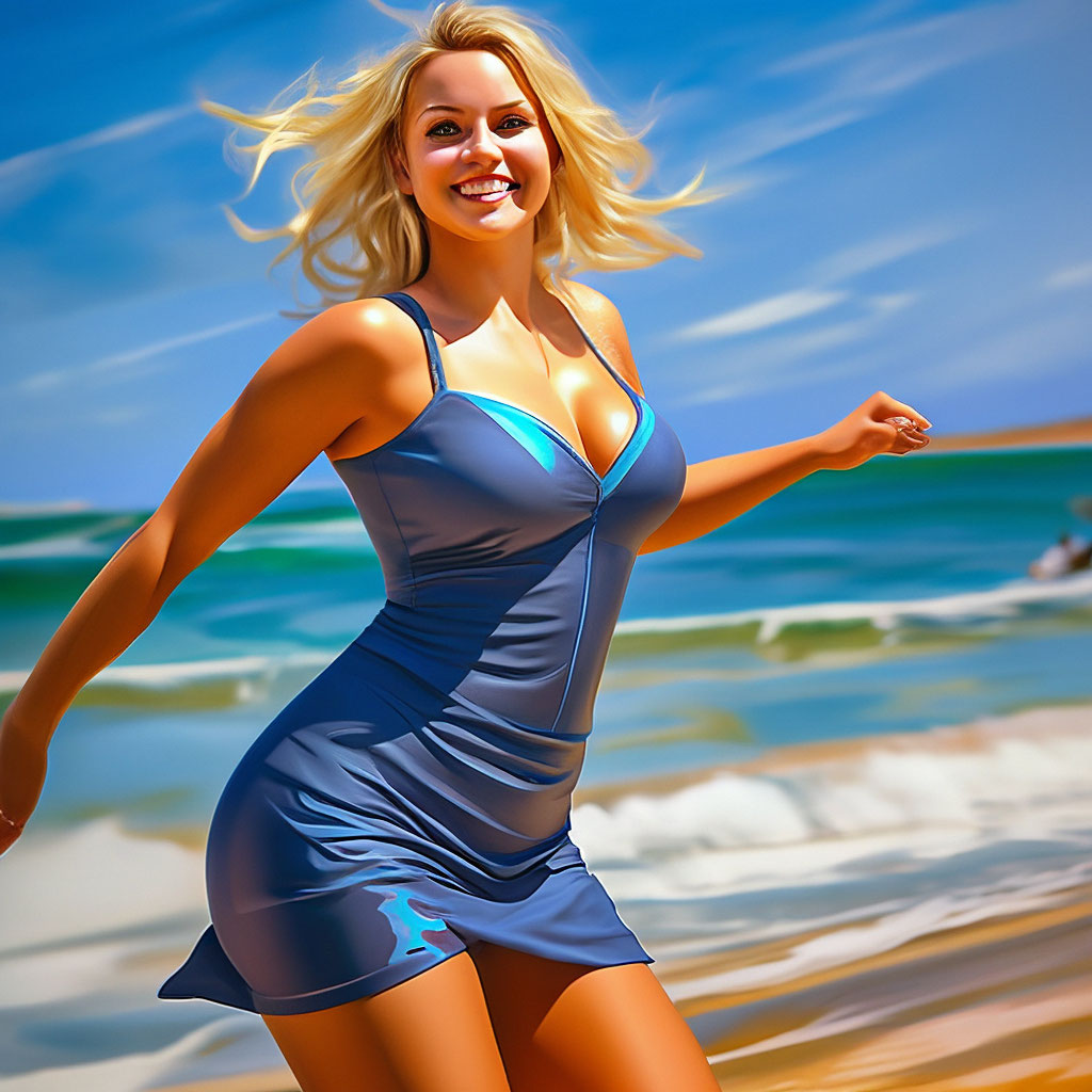Стоковое видео категории «Премиум» — Красивая девушка позирует на пляже