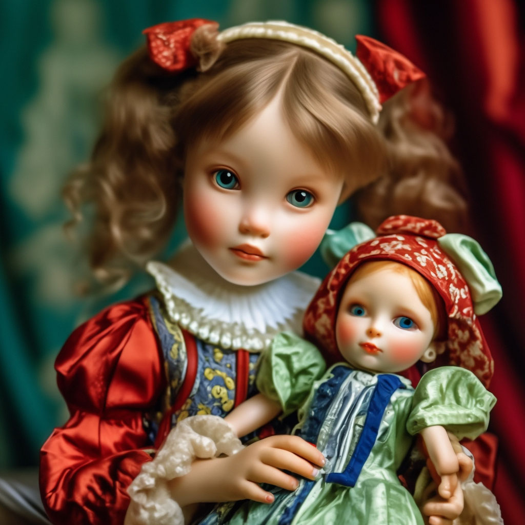Малышка крепко держала кукол