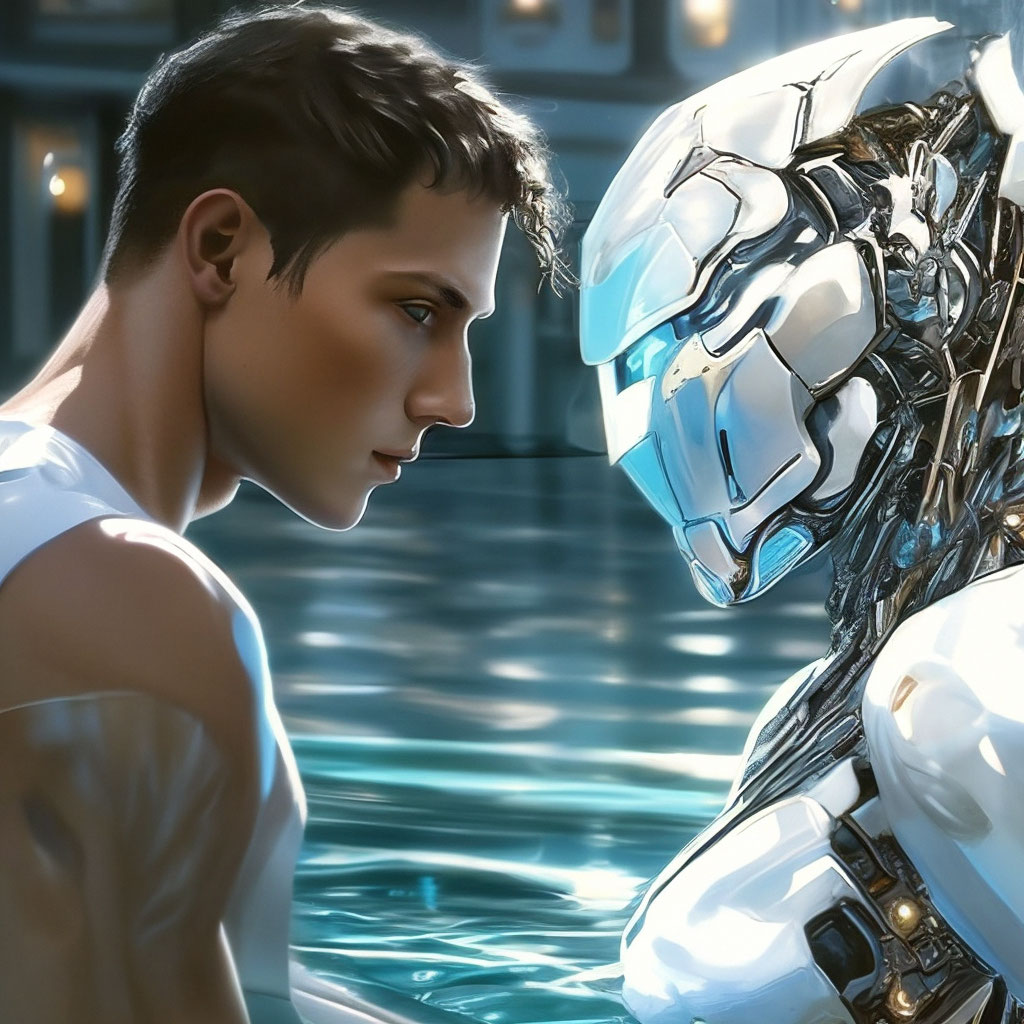 Бионический парень, робот трансформер…» — создано в Шедевруме