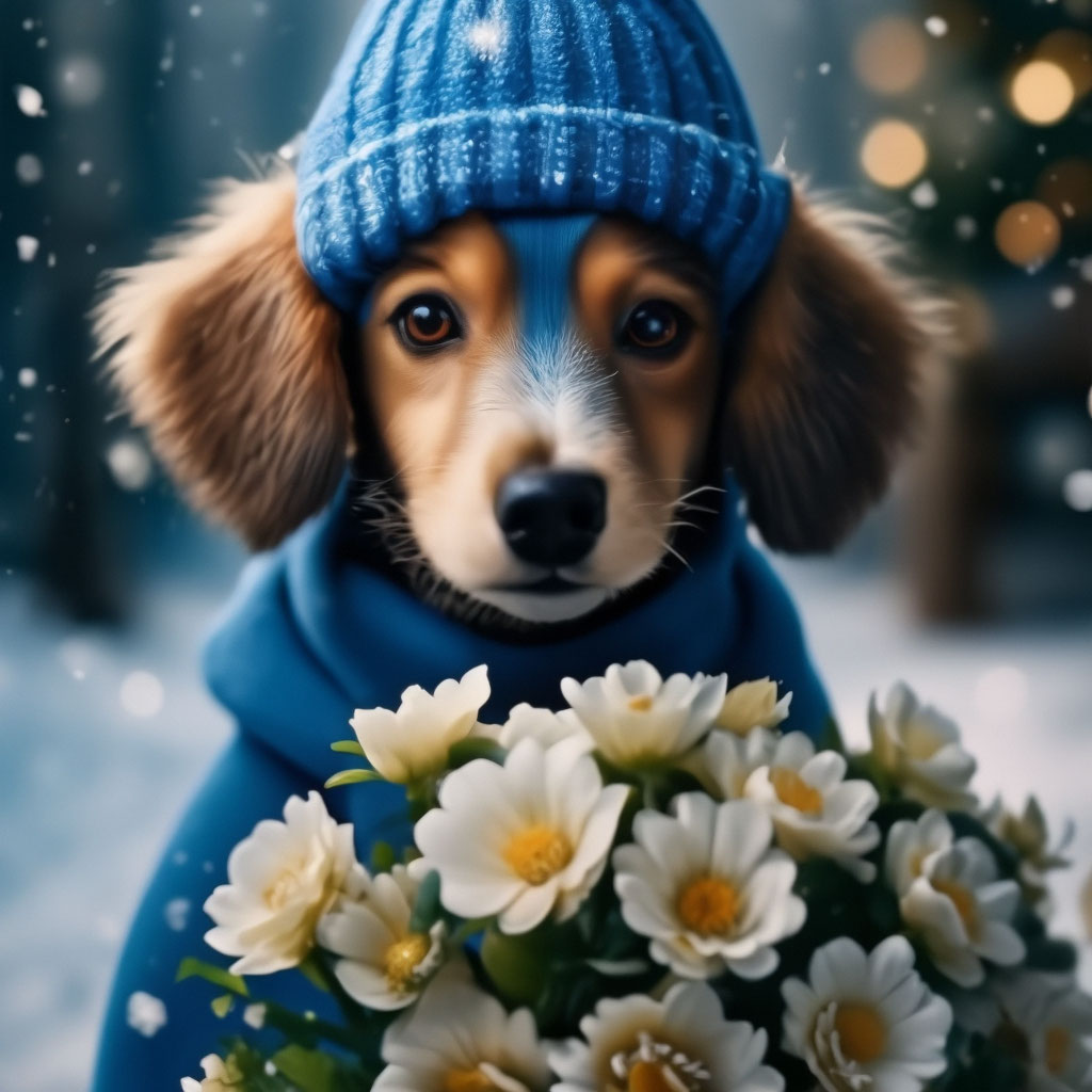 Фото по запросу Собака с цветами