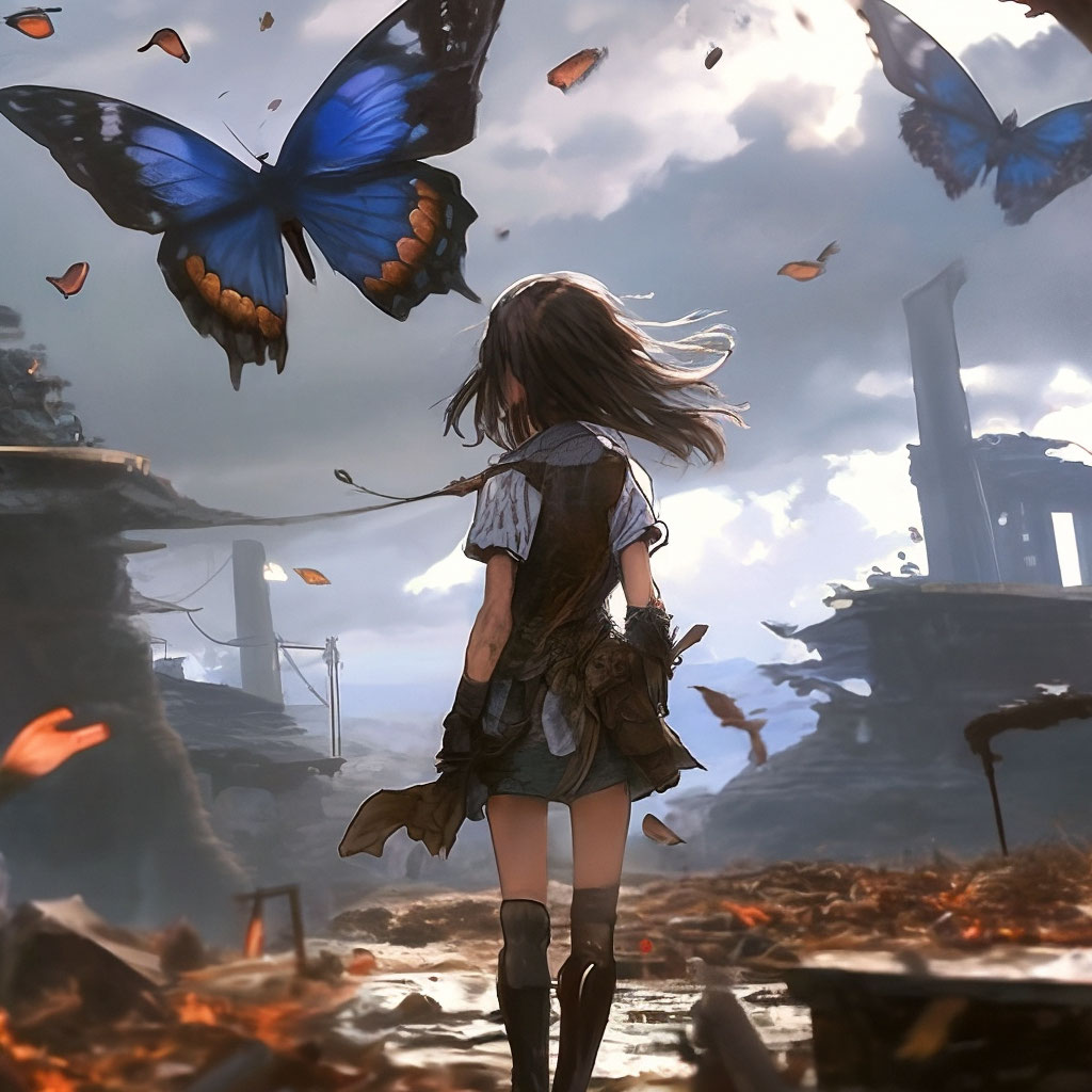 Девушка бабочка аниме» — создано в Шедевруме
