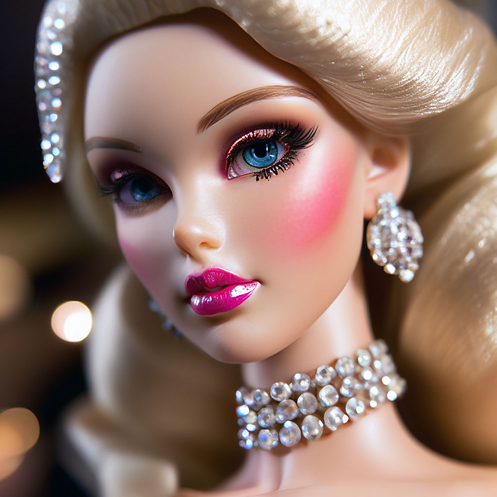 Barbie face close up evening makeup image created in Shedevrum