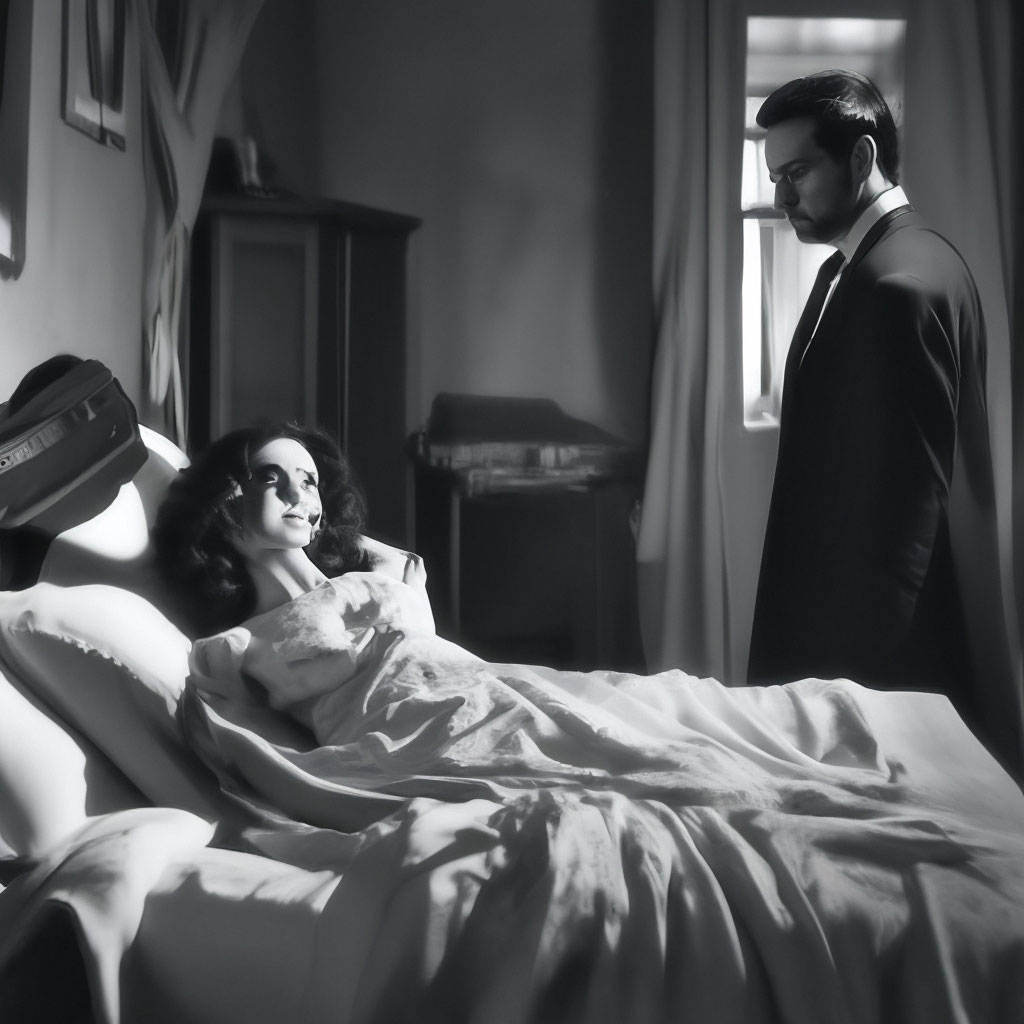 Жена изменяет мужу в спальне на кровати сразу с двумя мужиками