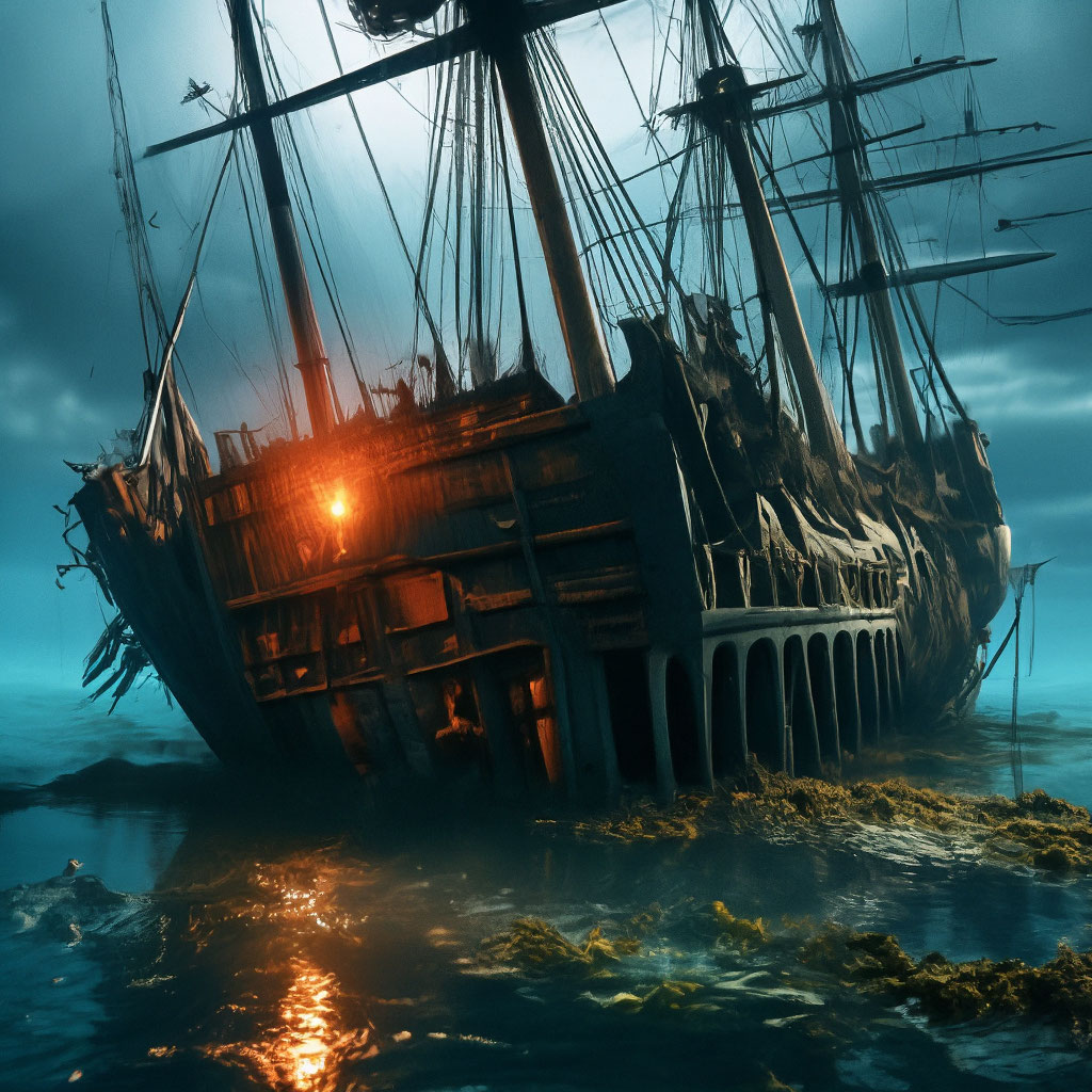 A Sunken Old Frigate With Torn …» — Создано В Шедевруме