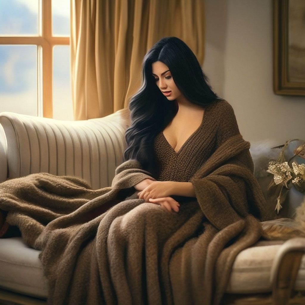 «Аниме девушка под одеялом сидит на…» — создано в Шедевруме