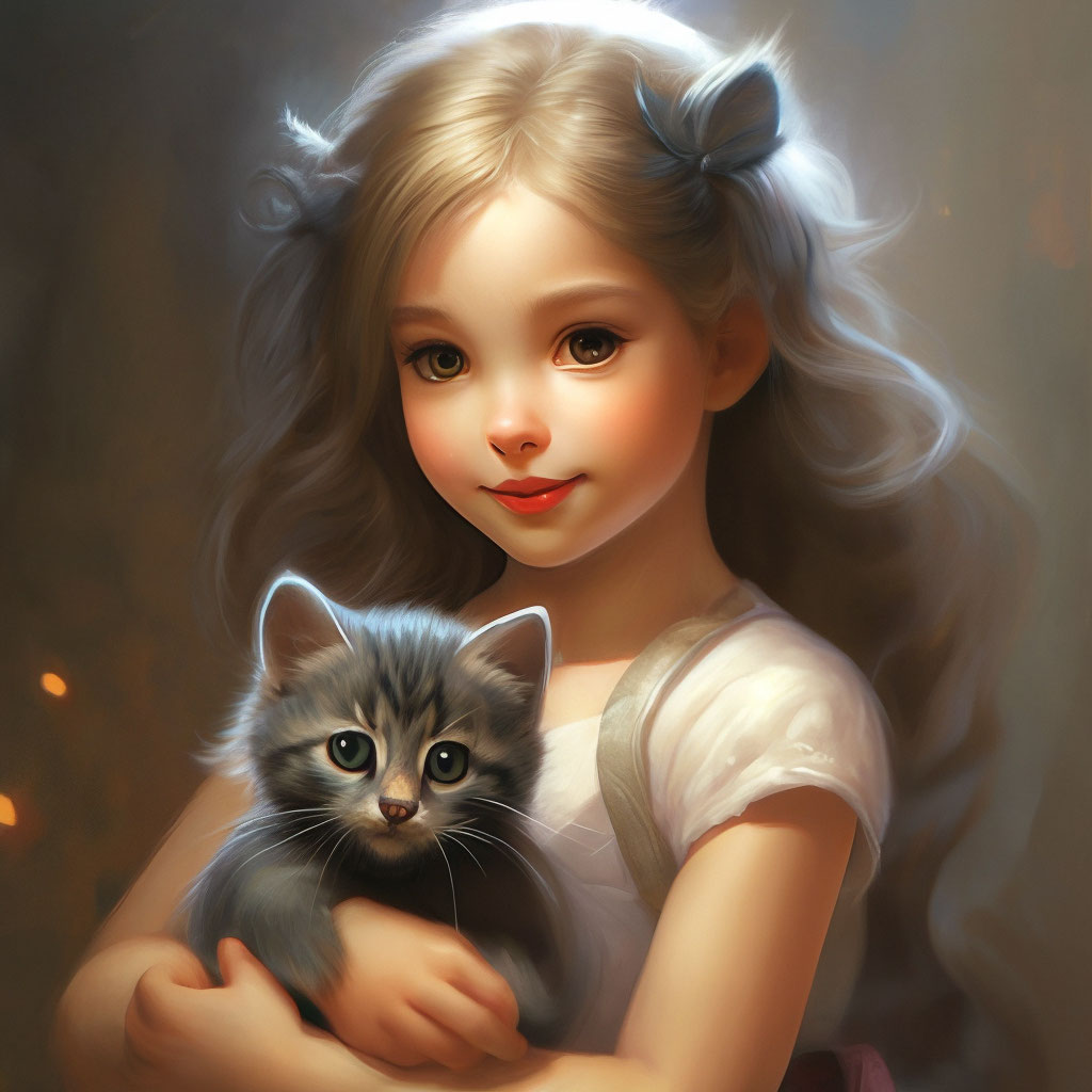 Девочка с котенком