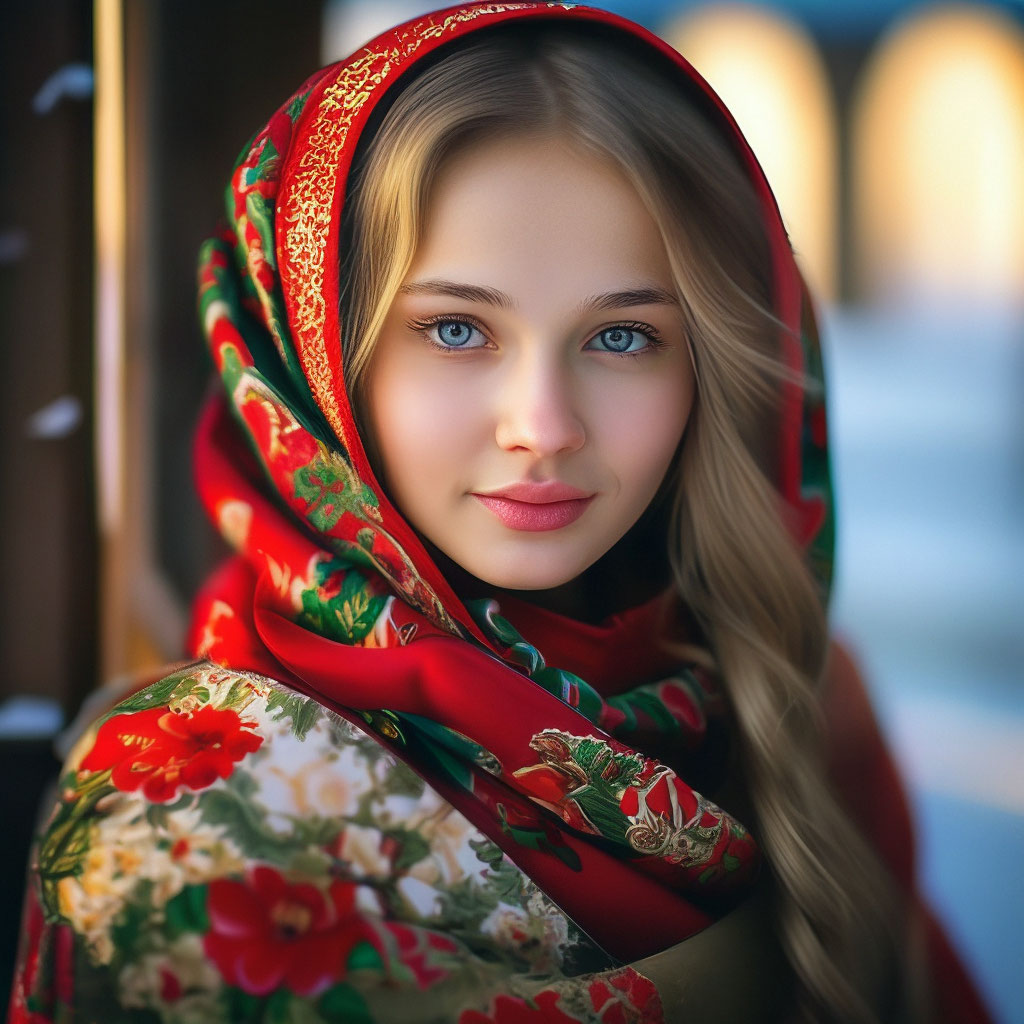 Портрет темно-русой девушки с ожерельем