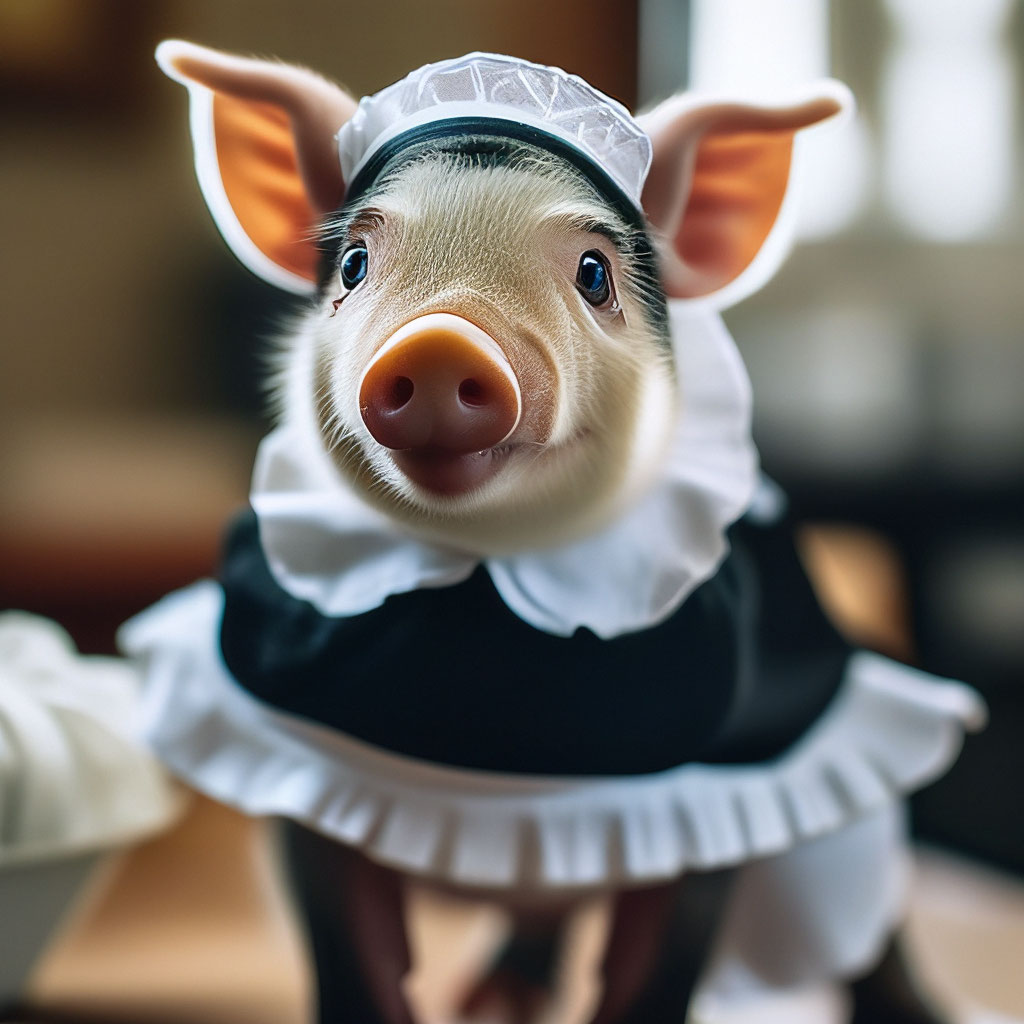 Pig in maid costume black …