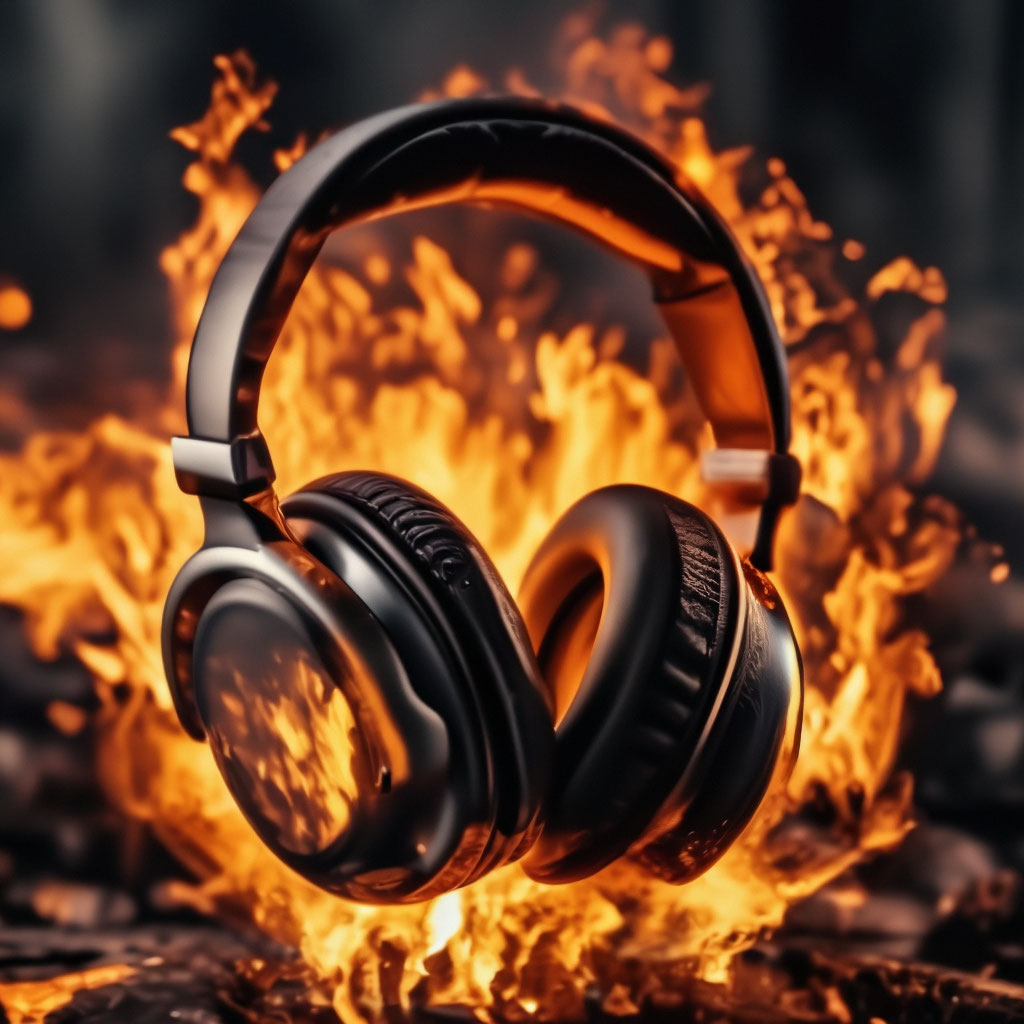 Headphones on fire