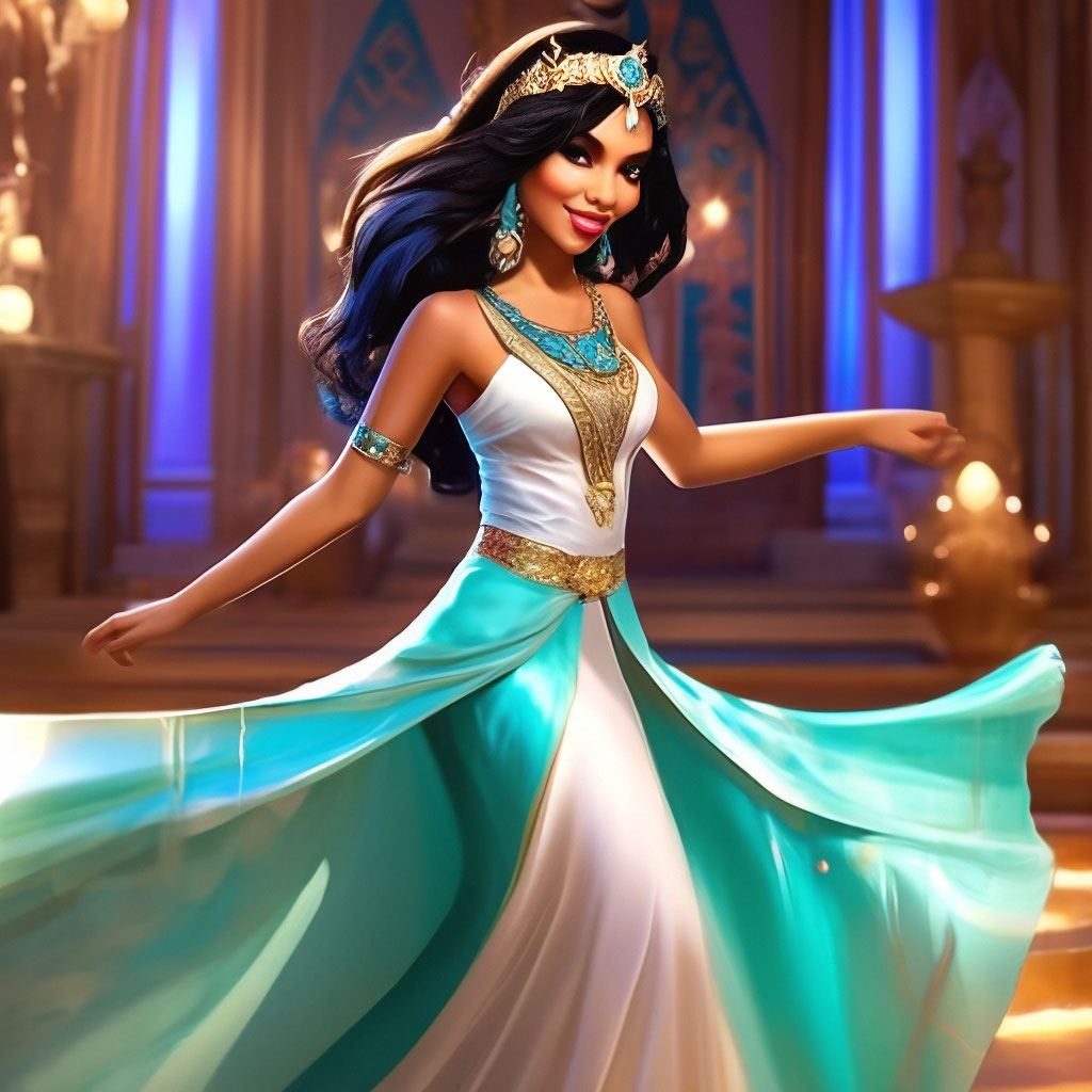 strapless open back dress Disney Princess Jasmine Cosplay Dress Leggings and Headband 3 Piece Set