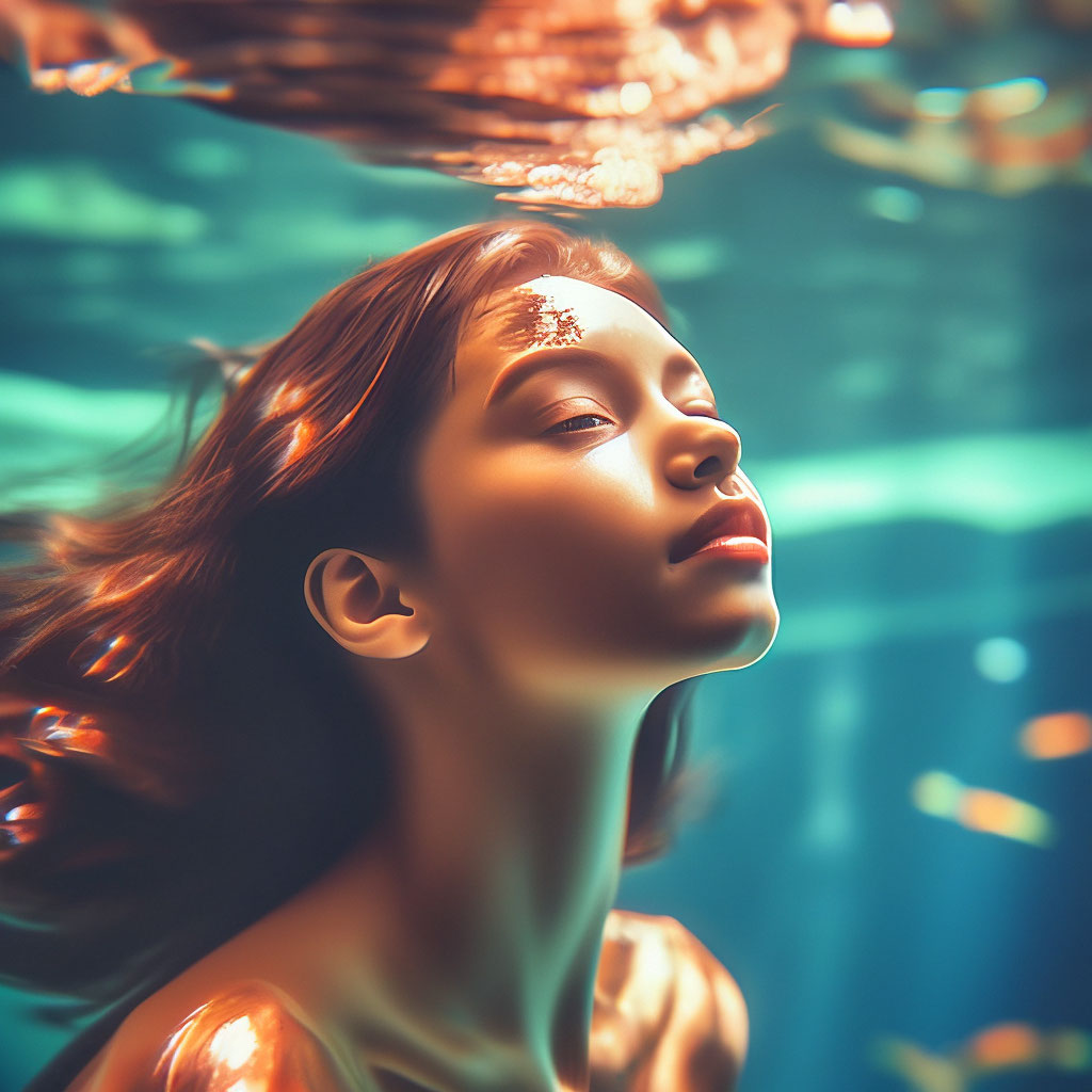 Красивая девушка под водой,, …» — создано в Шедевруме