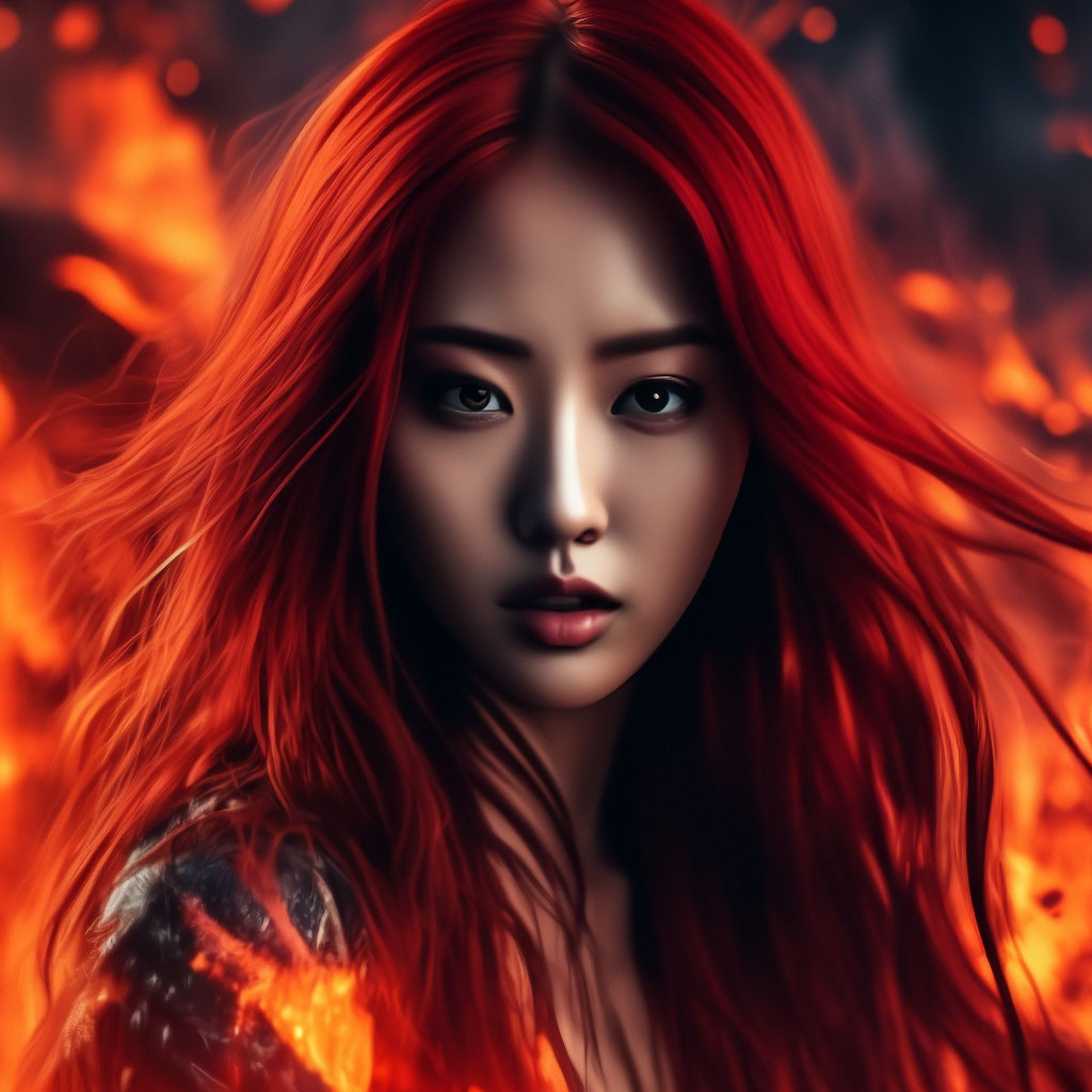 Korean demon girl, face close up, long red … | 🍷𝚀𝚞 …» — Шедеврум