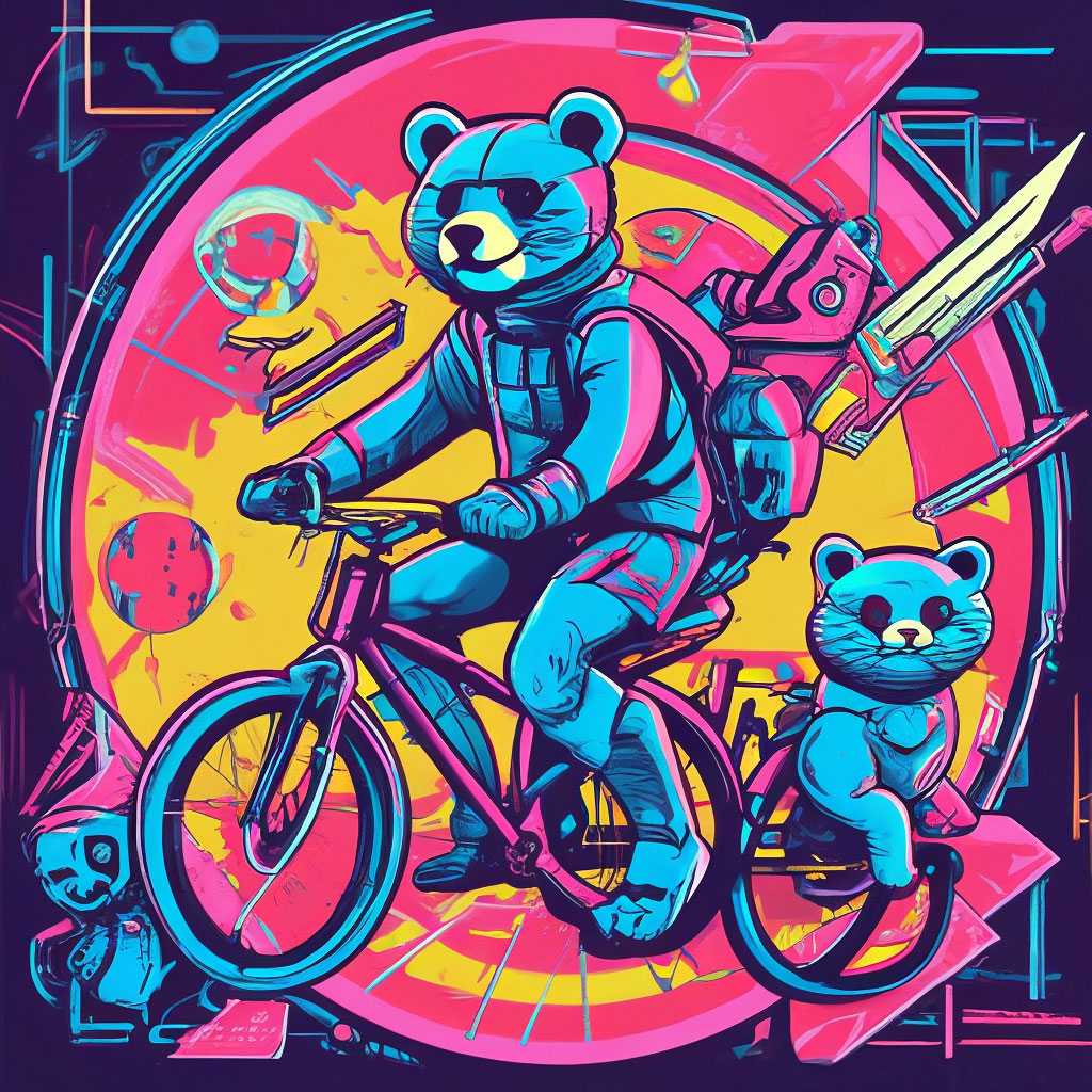 Медведь на велосипеде рисунок