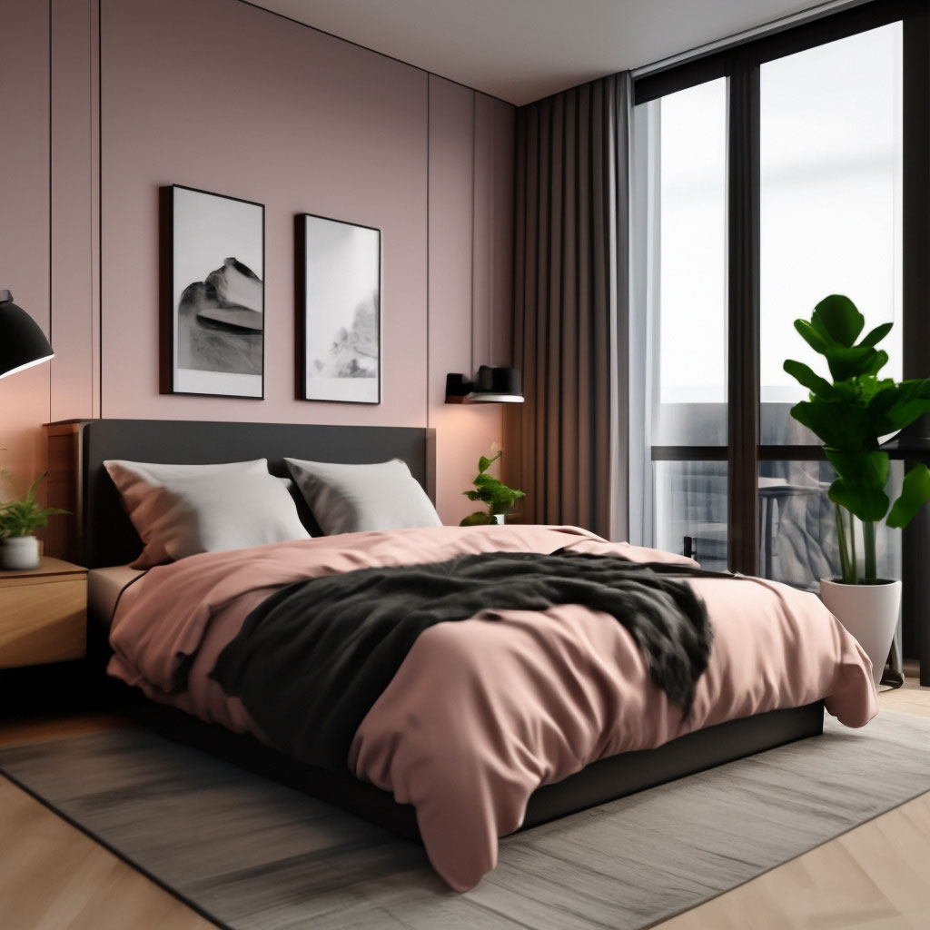 Дизайн спальни в серо розовых тонах (60 фото)