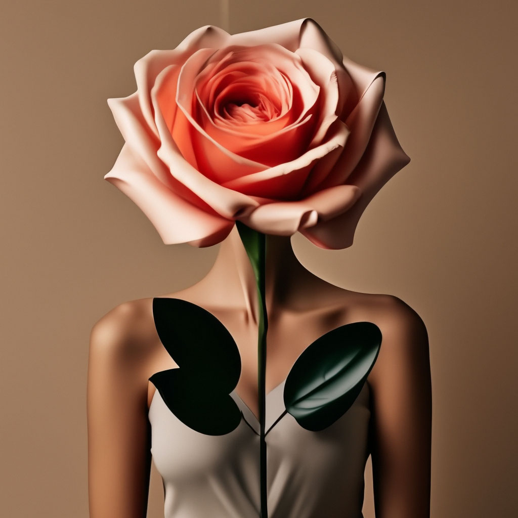 Красивая девушка с огромной розой …» — создано в Шедевруме