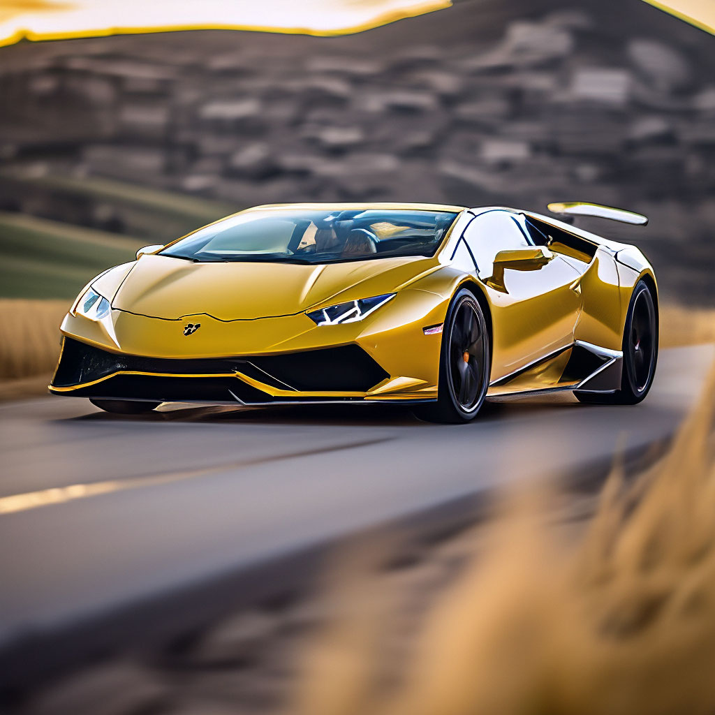 "An orange Lamborghini Huracan is ." - image created in Shedevrum