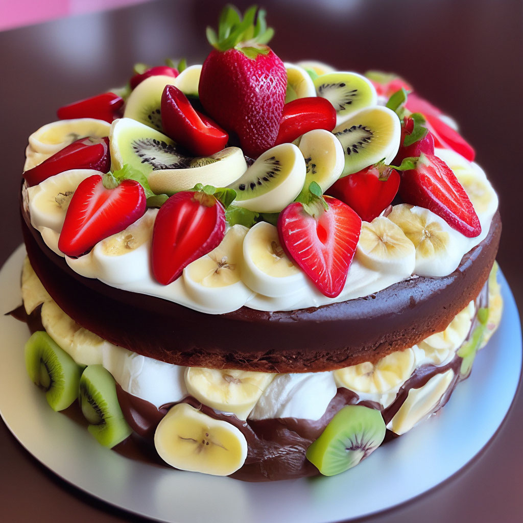 Шоколадный торт с бананом и клубникой рецепт с фото пошагово
