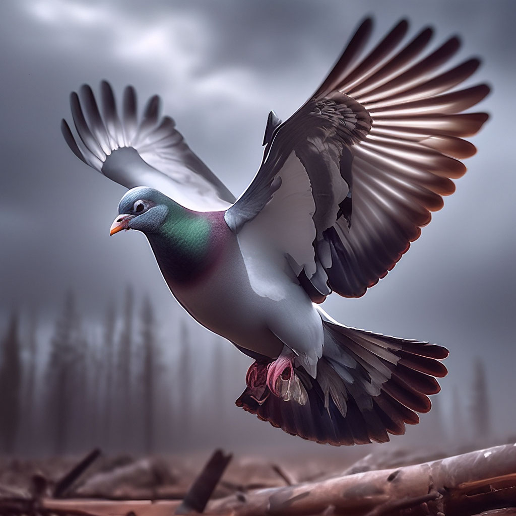 Дикий лесной голубь вяхирь, один из…» — создано в Шедевруме