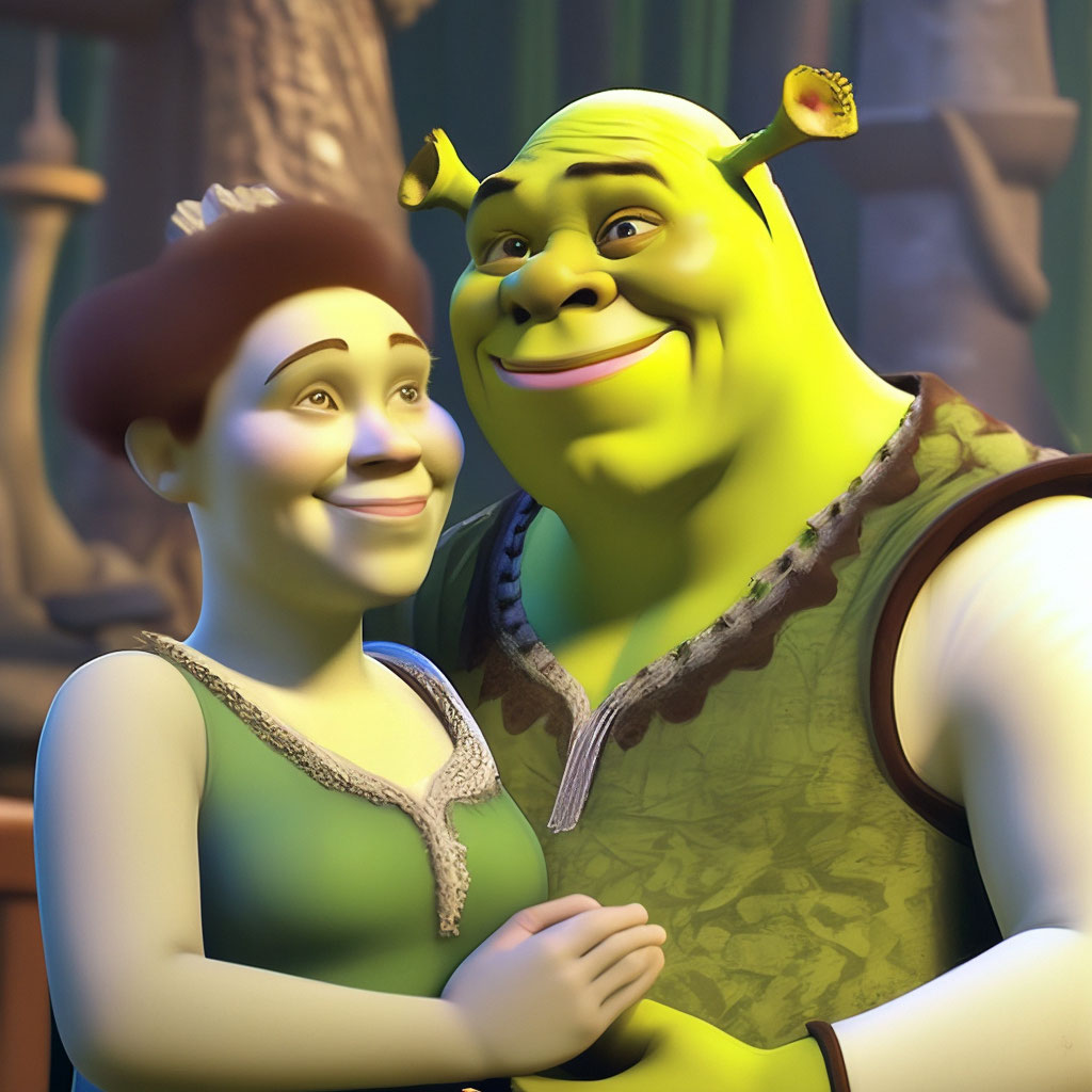 "Fiona Shrek's wife with a big bust" - image created in Shedevrum