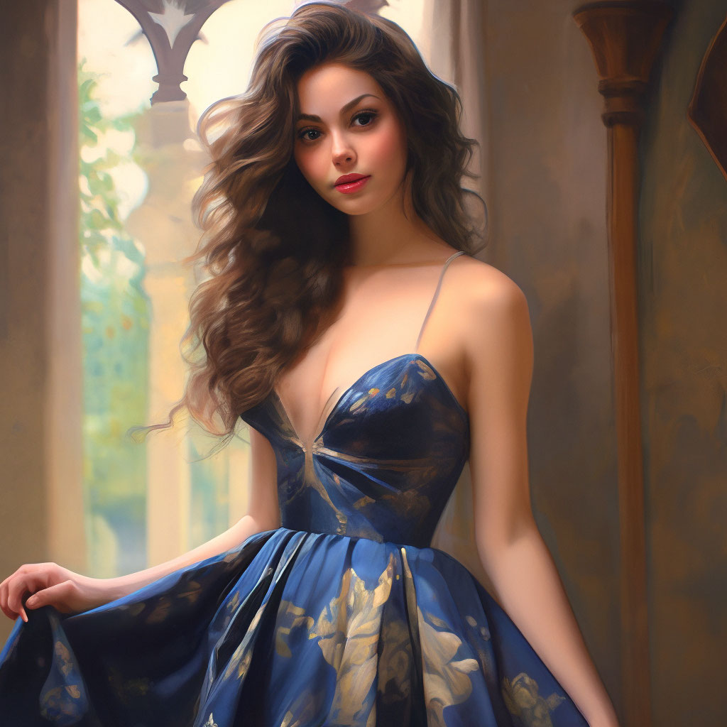 Красивая девушка в платье» — создано в Шедевруме