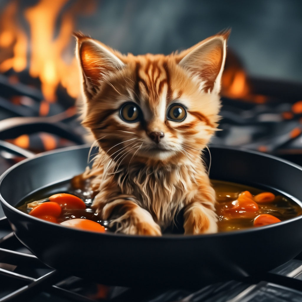 Жареный кот на сковороде» — создано в Шедевруме