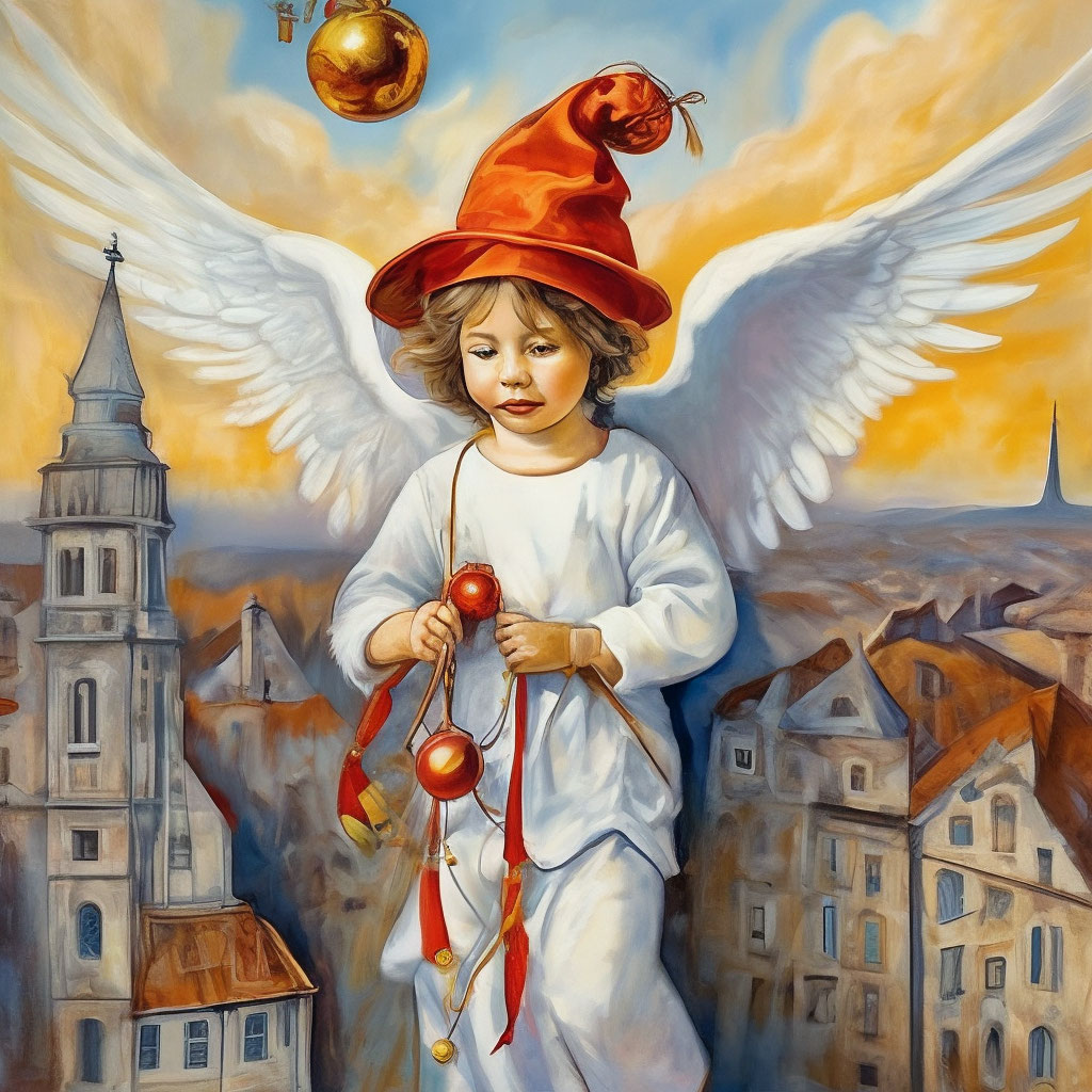 Ангел в капюшоне с большими белыми крыльями и мечом — Рисунки на аву