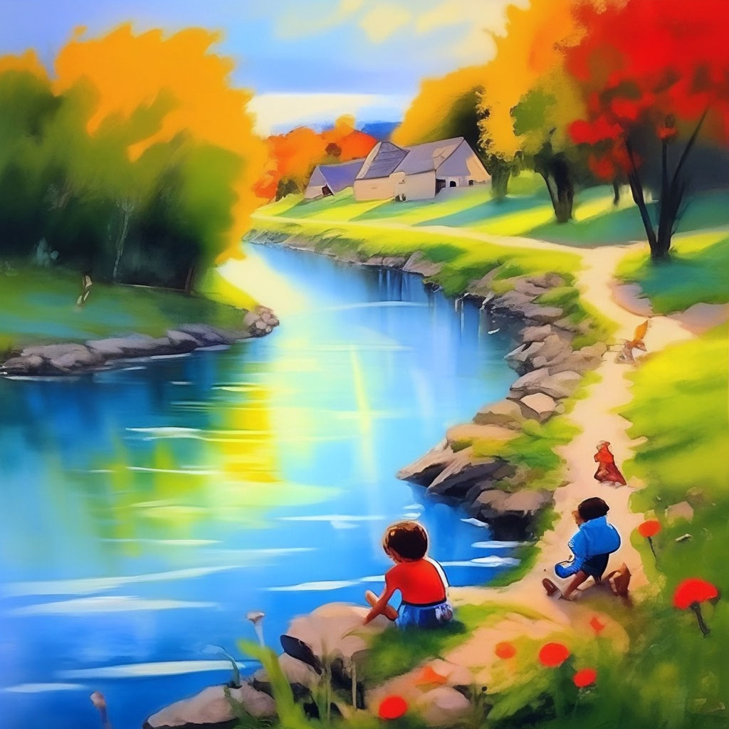 Река рисунок речка рисунок река природа осень | Kids art projects, Art projects, Painting