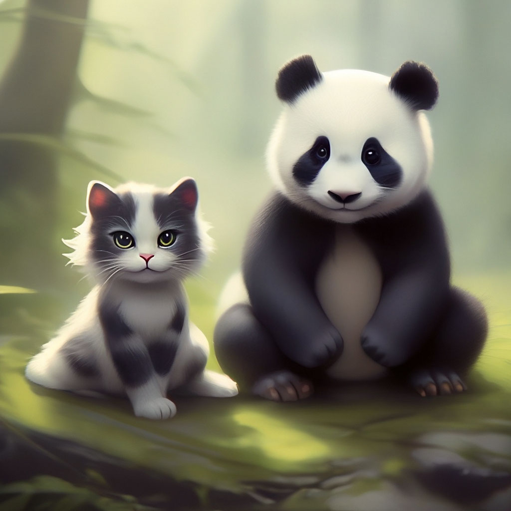 Длинный текст про кота и панду» — создано в Шедевруме