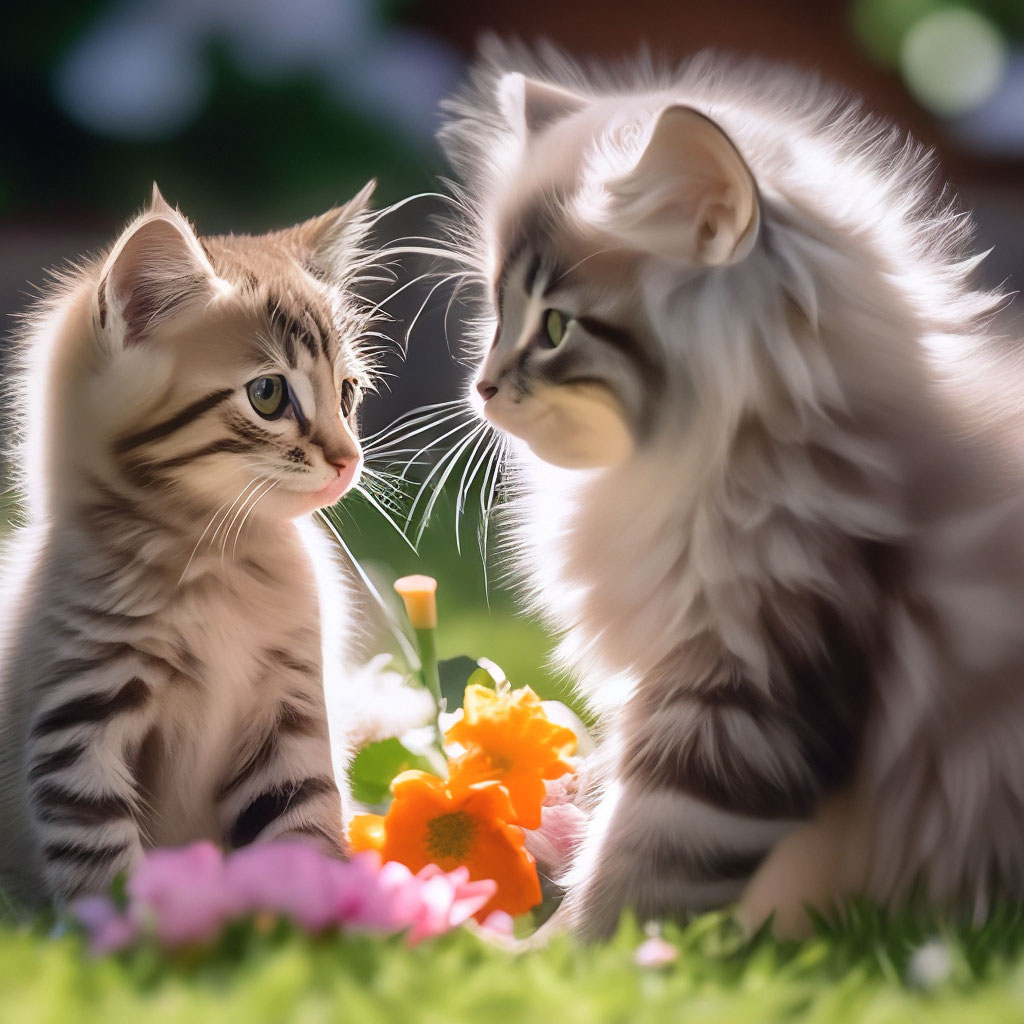 Котик дарит цветочек
