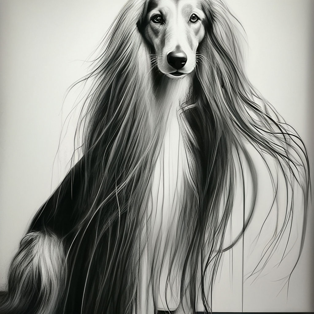 Рисунок собака с длинными волосами …» — создано в Шедевруме