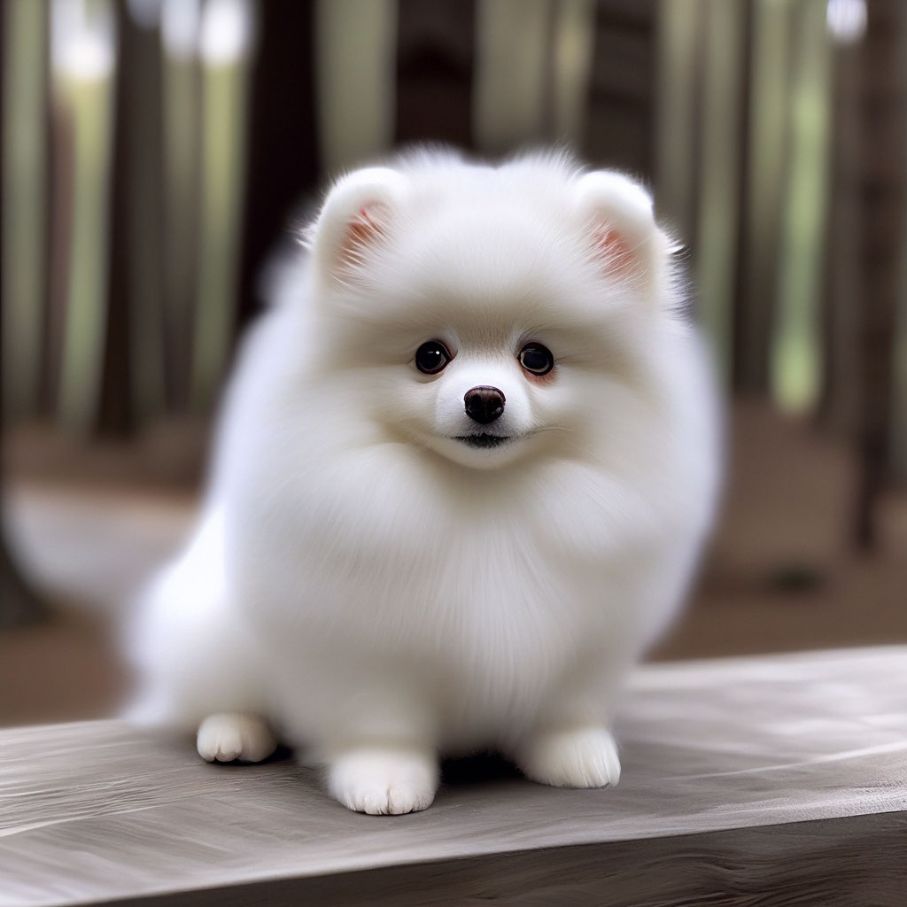 White pomeranian bear type pomeranian image created in Shedevrum