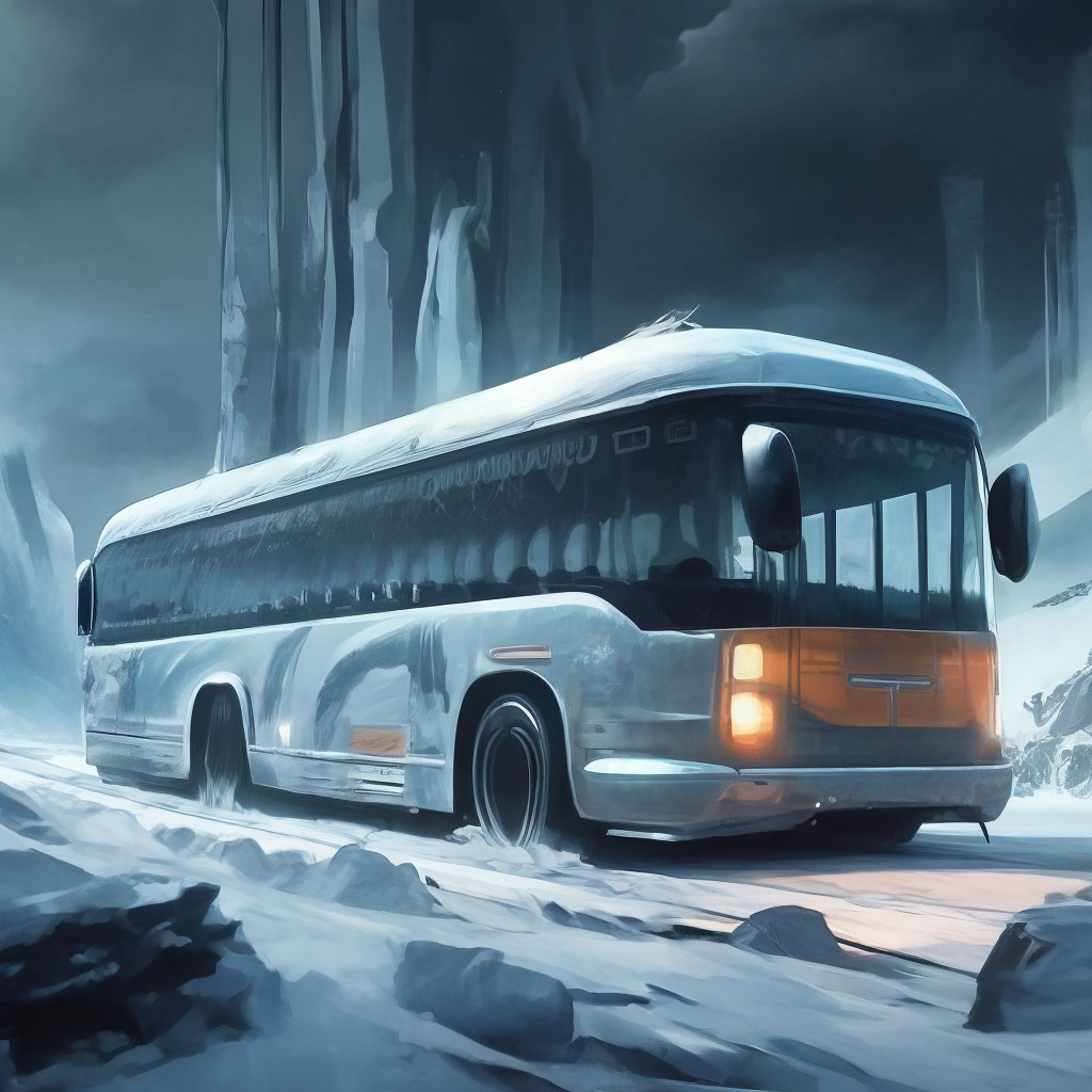 Автобус в ледниковый период, на …» — создано в Шедевруме
