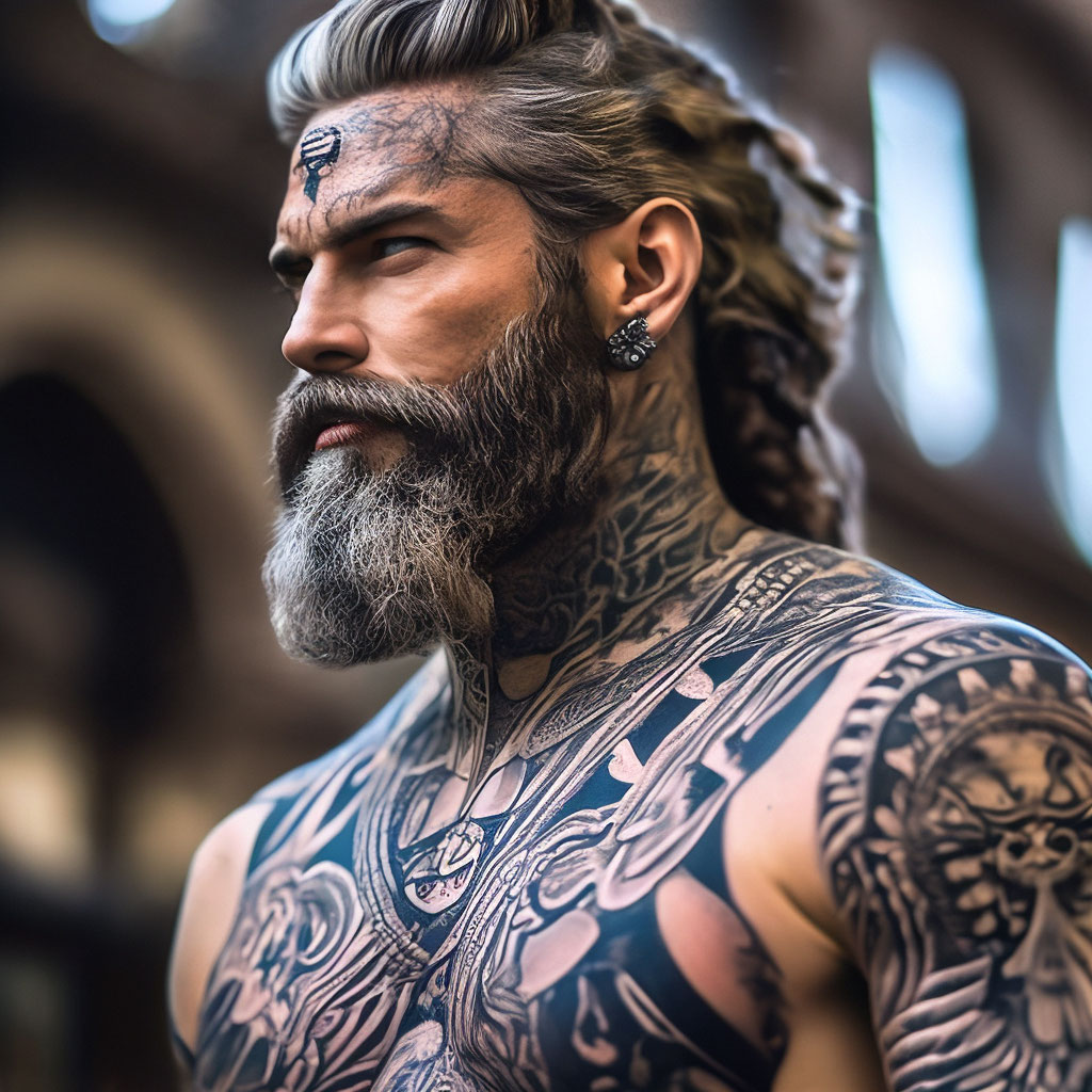 Реалистичный Зевс в татуировках по …» — создано в Шедевруме