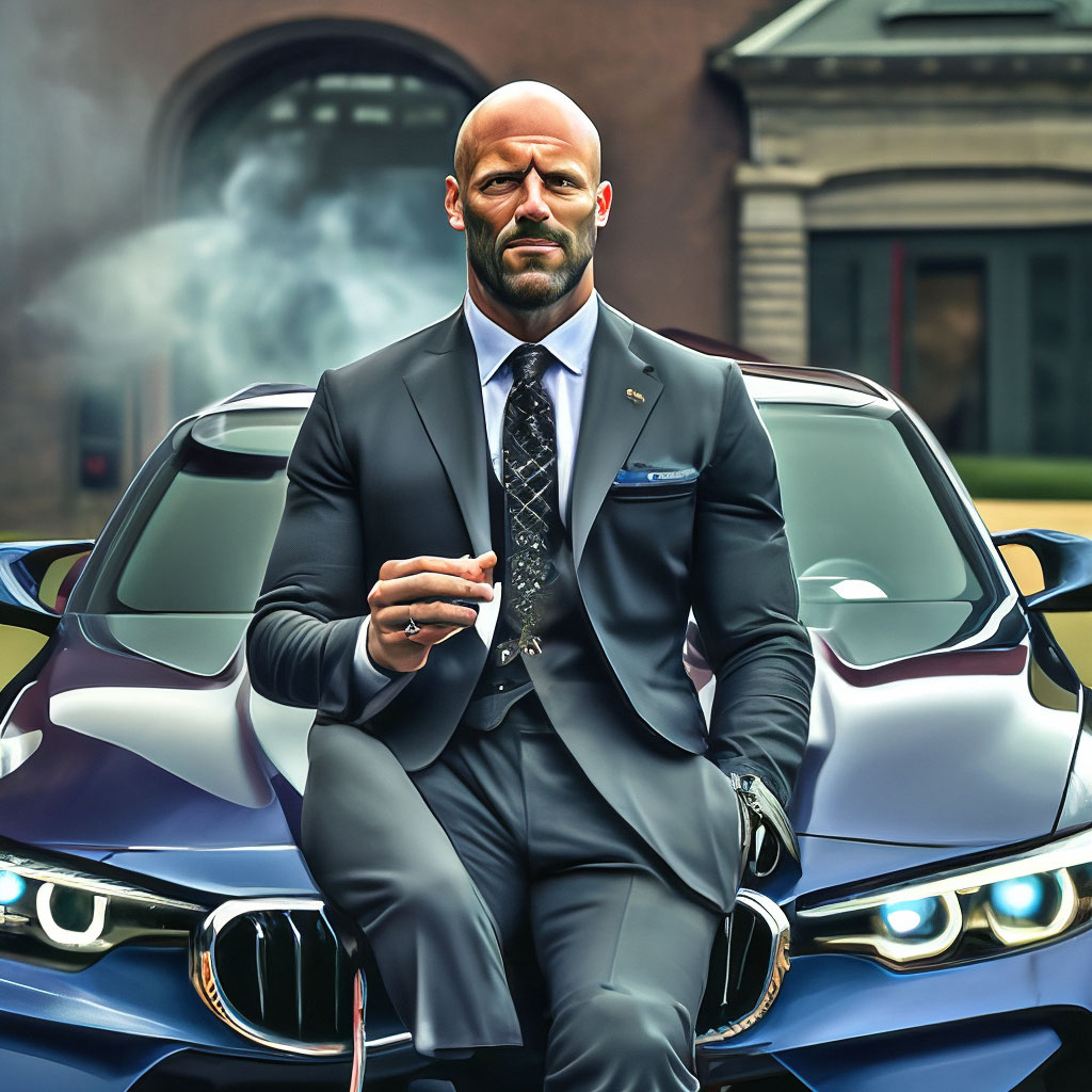 Jason Statham in a suit, smoking cigarettes, high quality, detail, sitting  …