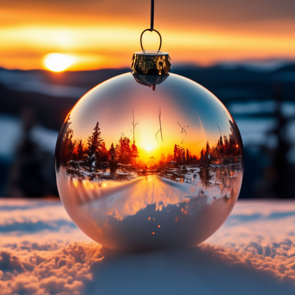 «Шар со снегом красивый новогодний …» — картинка создана в Шедевруме