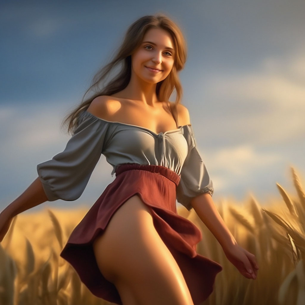 Peasant, nudegirl, upskirt, …» — картинка создана в Шедевруме