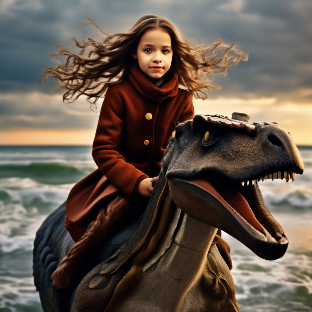 Осенне море, красивая девочка 10 лет…» — создано в Шедевруме