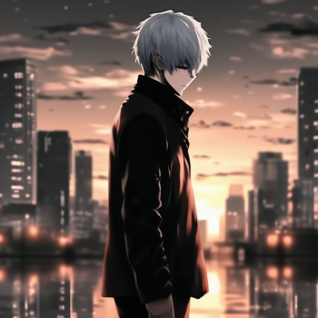 Ken Kaneki stands and looks into …