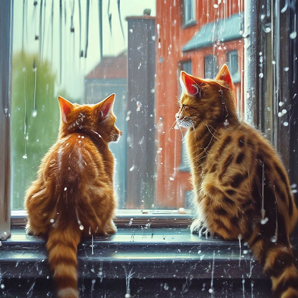 Кошки смотрят в окно, за окном …» — создано в Шедевруме
