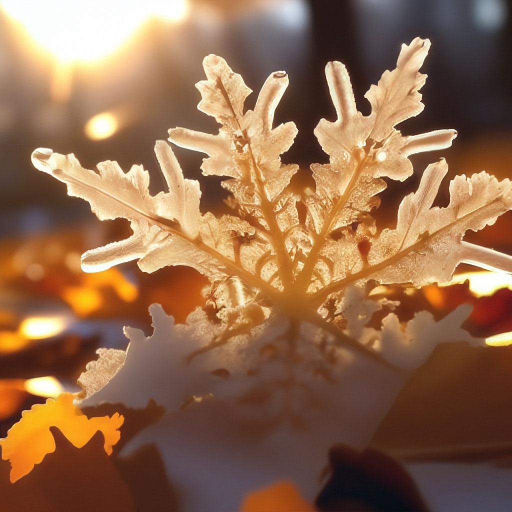Снежинка, сделанная из листьев.
