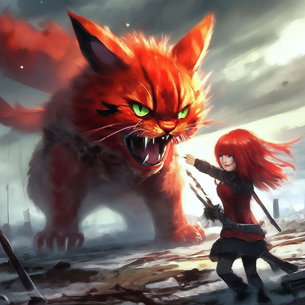 Демонический рыжий кот Пикачу кусает…» — создано в Шедевруме